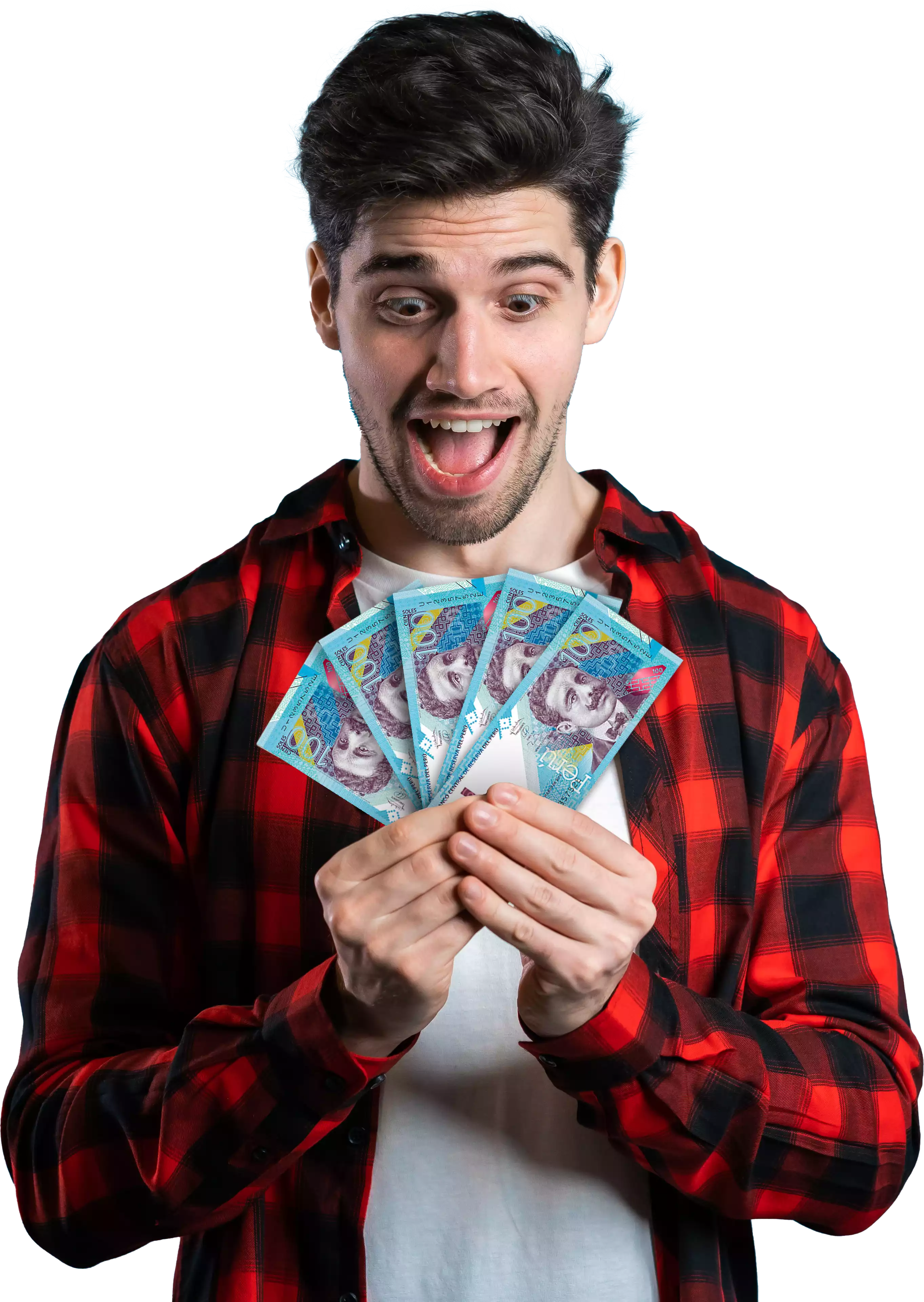 Hombre sosteniendo billetes